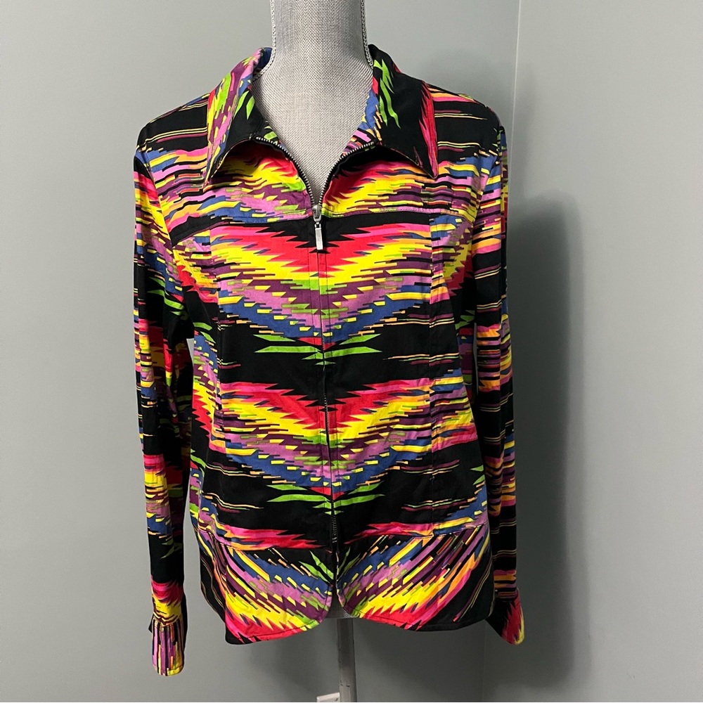 ERIN LONDON multicolored blazer jacket womenโs size large long sleeve rainbow